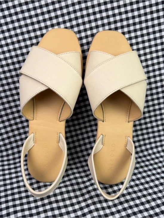Nisolo Shoes - Nisolo Cream All Day Cross Strap Cross Slingback Sandals for Women